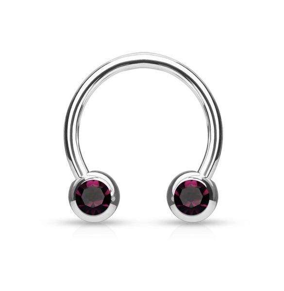 14g Horseshoe Barbells with Front Facing Gem Balls. Carousel 1