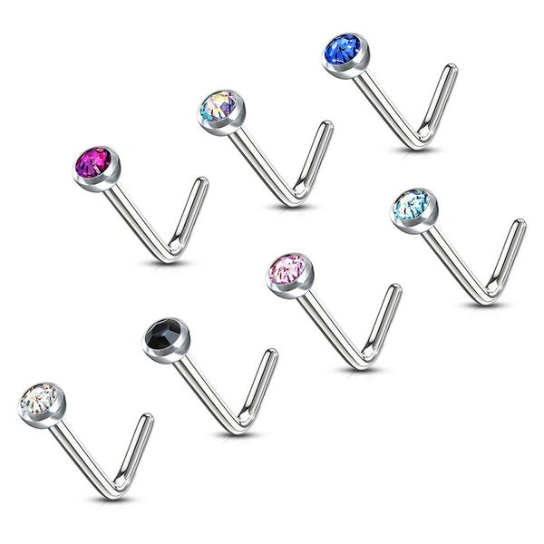 NEW IN: 7 Piece Value Pack L Bend Nose Studs Press Fit Gem Set. Carousel 2