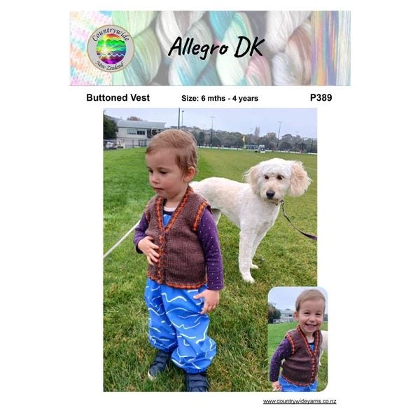 Countrywide Yarns Allegro DK Buttoned Vest Pattern Carousel 1
