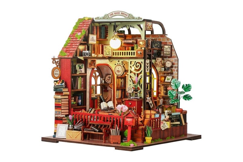 DIY Miniature Book Shop Kit with Music Box Carousel 1