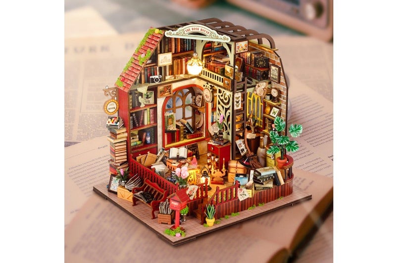 DIY Miniature Book Shop Kit with Music Box Carousel 2