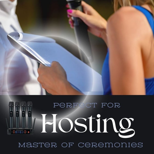 4 Channel Mic Receiver + 4 x Wireless Microphones - Individual Volume Control64363226615427113