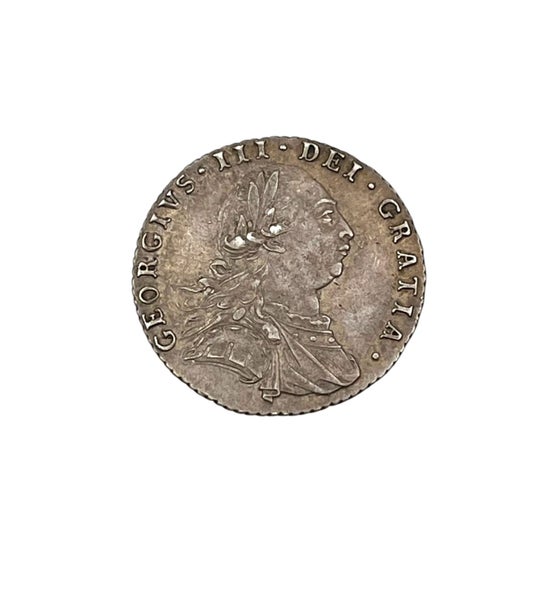 Great Britain UK George III Sixpence 1787 without Hearts Silver Coin Spink 3748 Carousel 1