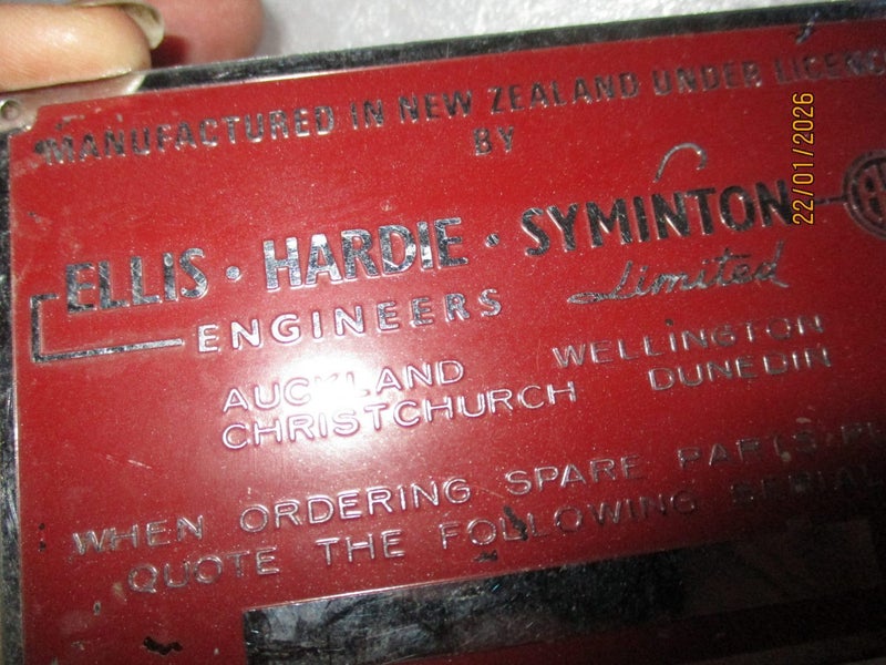 Ellis Hardie Syminton Ltd brass engineering plaque - New Zealand - smaller one Carousel 4