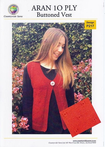 Countrywide Yarn Aran 10ply Buttoned Vest Pattern Carousel 1
