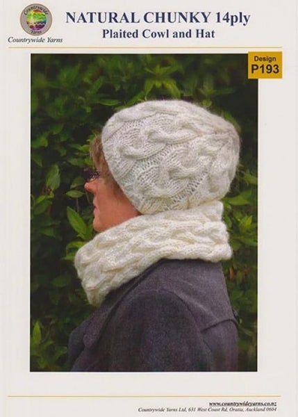 Countrywide Yarns Natural 14ply Plaited Cowl & Hat Pattern Carousel 1