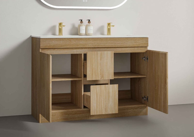 Floor Standing Plywood Vanity-1200D- Double Basin - GHF-White Oak Carousel 2