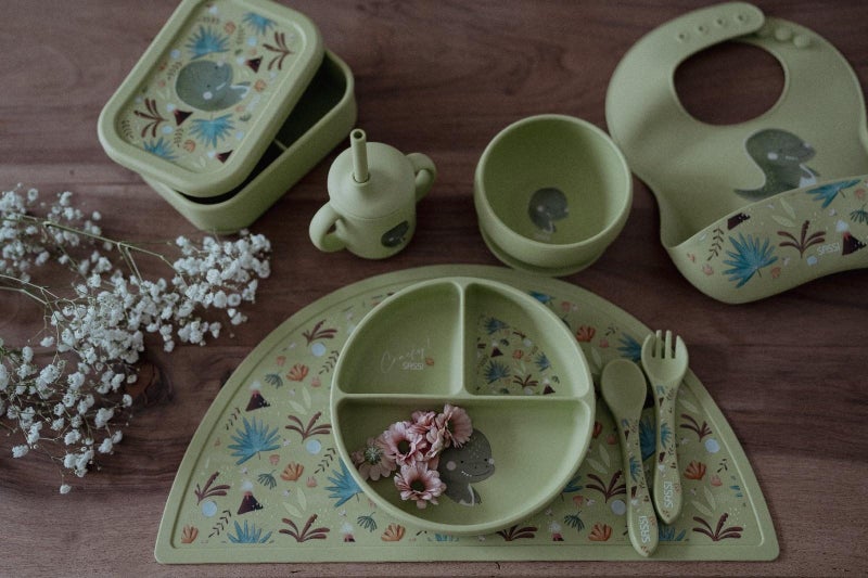 Sassi: Silicone Meal Bowl Set - Cracky the Dinosaur Carousel 2