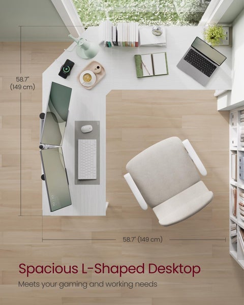 Vasagle L-Shaped Computer Desk - White Carousel 5