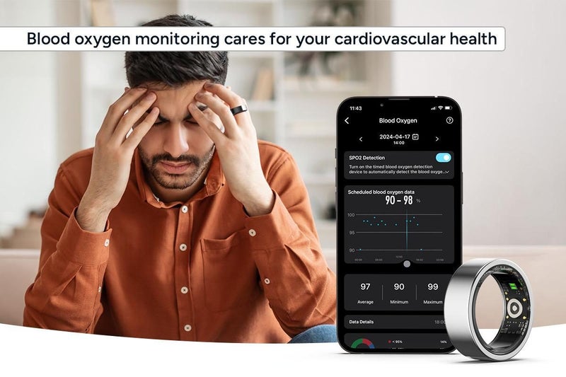 Kogan Aura Smart Ring (Black, Size 8) Carousel 2