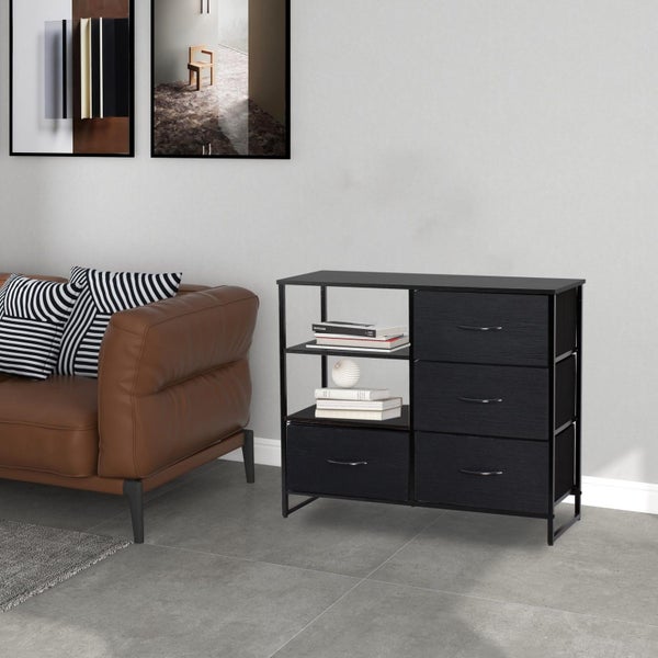 Ovela 4 Drawer Storage Chest With Shelf - Nordic Black Carousel 2