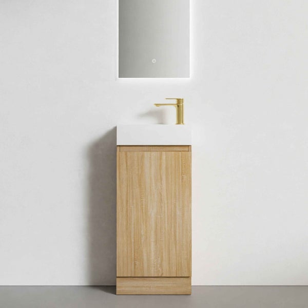 400 White Oak Floor Standing Plywood Vanity - Ceramic Top Carousel 1