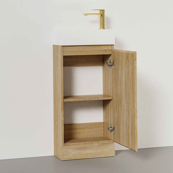 400 White Oak Floor Standing Plywood Vanity - Ceramic Top Carousel 2