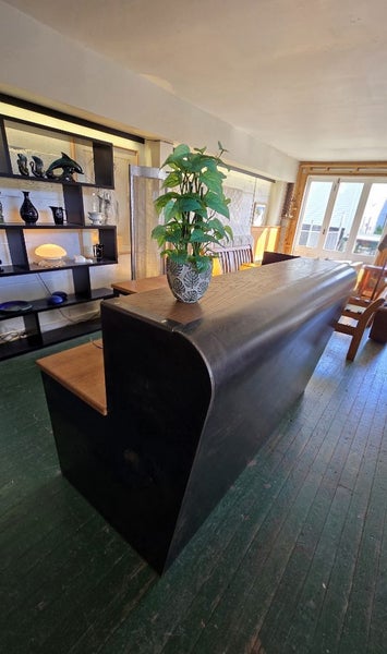 Custom Solid Steel Reception Desk with Solid Oak Top - $20,000 New - $1 Reserve Carousel 2