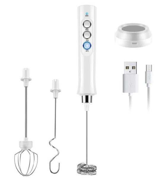 Handheld Electric Milk Frother - White Carousel 2