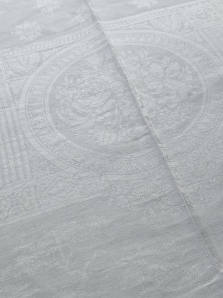 Large White Heirloom Damask Banquet Cloth Carousel 1