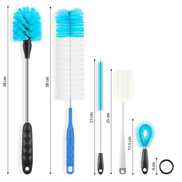 CLEANFOK 5-Pack Stainless Steel Long Handled Bottle Brush Set Carousel 2