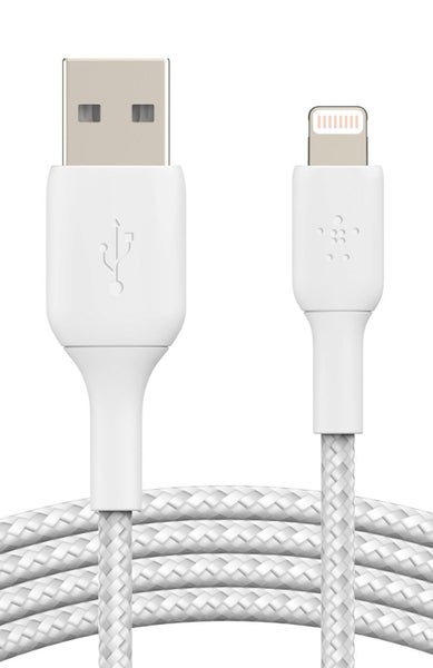 Belkin BoostUp Charge Lightning to USB-A Braided Cable, 2M - White Carousel 2