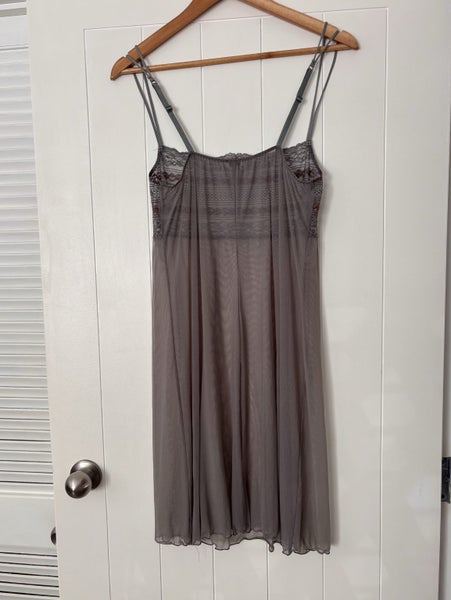 Intimissimi Size 12 Baby Doll Slip Dress Negligee Mesh Grey Carousel 4