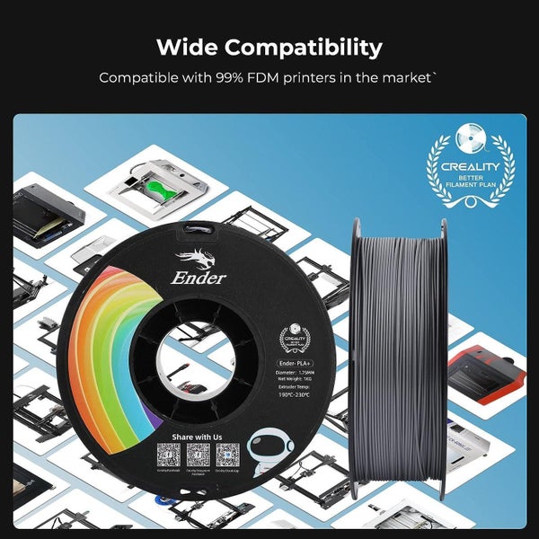 Creality Ender 1.75mm PLA+ 3D Printing Filament 1kg - Gray Carousel 2