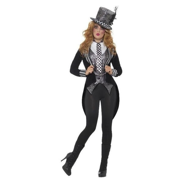 Dark Miss Hatter Costume Adult Black Deluxe Jacket Waistcoat Hat Bowtie Carousel 2