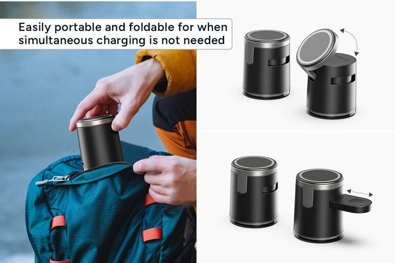Kogan 3-in-1 Qi2 Foldable Wireless Charging Stand Carousel 5