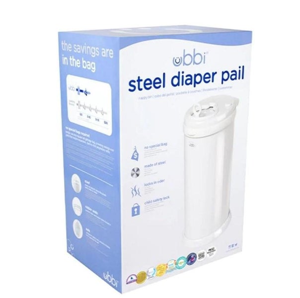 Ubbi Nappy Pail - Matte White Carousel 2