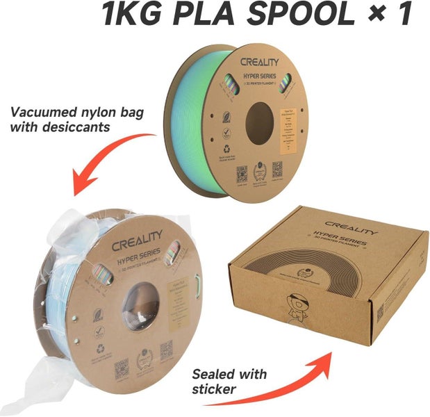 Creality Hyper PLA Filament Rainbow Wild Blossom-Long Gradient 1.75 1kg Carousel 2