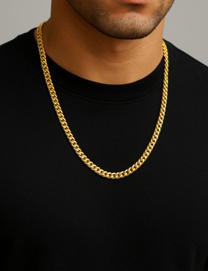 Men's 8MM Solid Cuban Link Chain with 14K Gold Detailing – SALE!64475673194881112