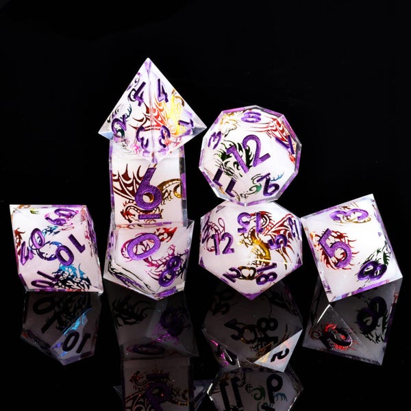 Dudley's Gallery - Dragon Swarm Sharp Edge Resin Dice Set Carousel 2