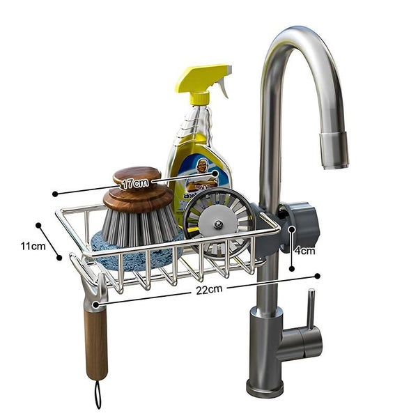 STORFEX Over Faucet Kitchen Sink Caddy Organizer - Silver Carousel 2