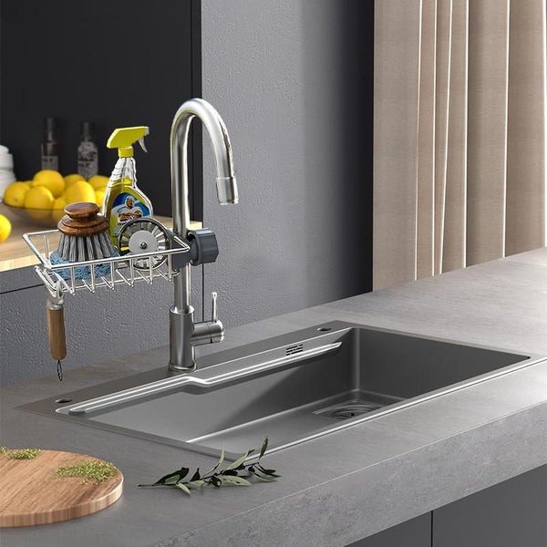 STORFEX Over Faucet Kitchen Sink Caddy Organizer - Silver Carousel 5