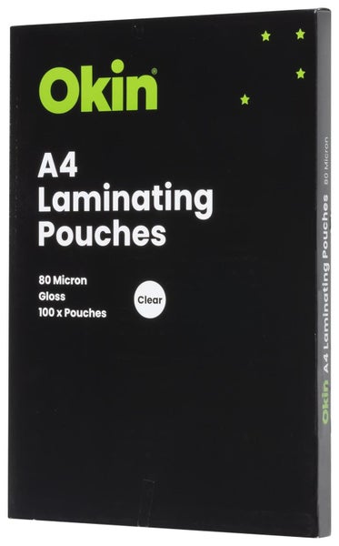 Okin: Laminating Pouches - A4 Gloss 80mic (Pack 100) Carousel 2