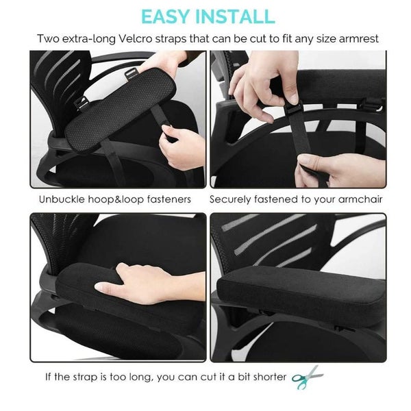Armrest Pad Extra Thick Computer Chair Armrest Cushions - Black Carousel 5