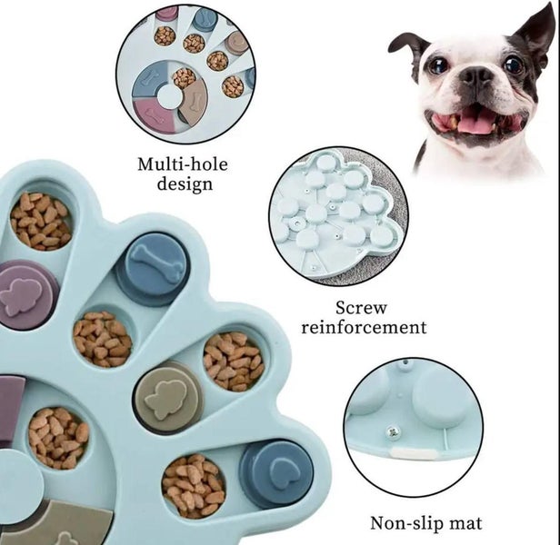 Paw Shape Interactive Treat Feeding Training Puzzle Dog Toy Carousel 2