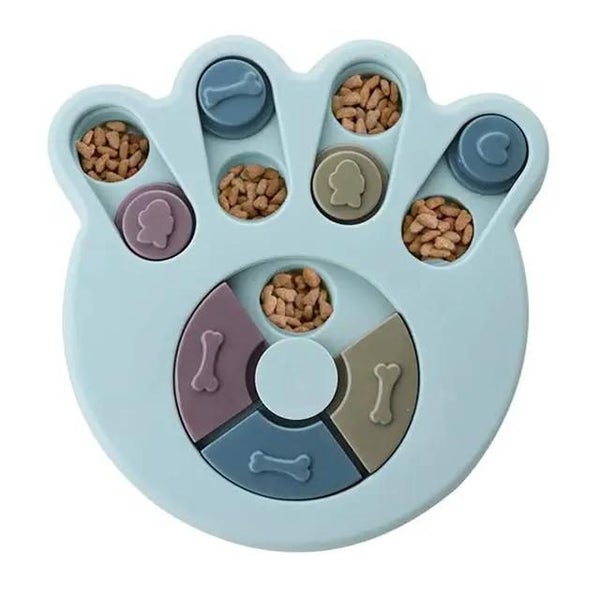 Paw Shape Interactive Treat Feeding Training Puzzle Dog Toy Carousel 5