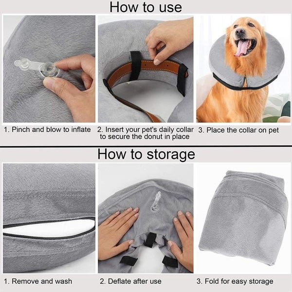 Inflatable Pet Recovery Collar Large - Grey Carousel 5