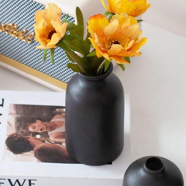 GREENYHAVEN Distressed Ceramic Vase - Black (Set of 3) Carousel 5