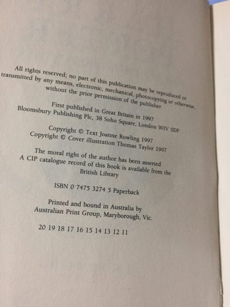 Harry Potter and the Philosopher’s Stone, First Australian Edition64314274404865112