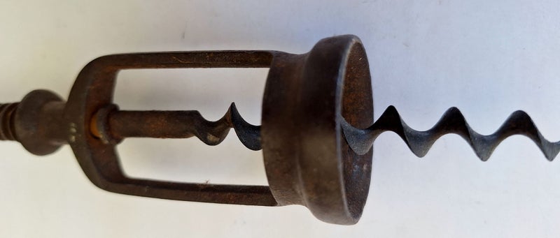 Circa 1920 Antique Corkscrew Spring load Bottle Opener Wood Handle Self Puller Carousel 4