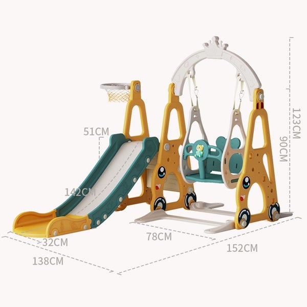 Multi-Colour Plastic Indoor/Outdoor Slide and Swing with Basket - RED Carousel 4