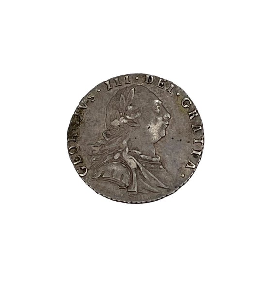 Great Britain UK George III Sixpence 1787 "WITH HEARTS" Silver Coin Spink 3749 Carousel 1