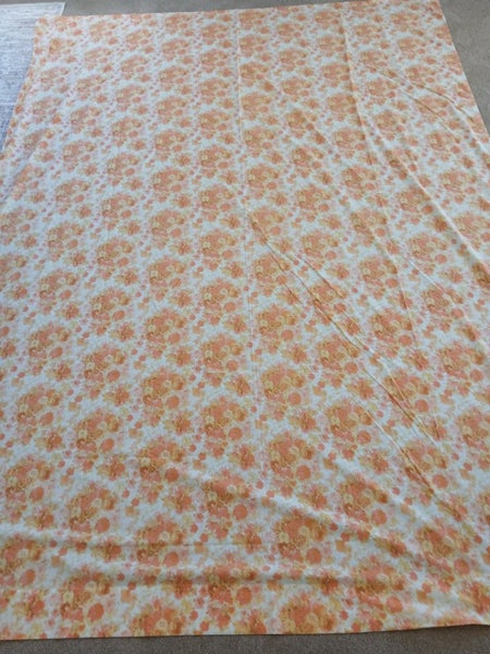 Vintage Retro 1970s Single Sized Flat Sheet Set - Orange Floral Carousel 2