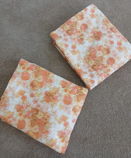 Vintage Retro 1970s Single Sized Flat Sheet Set - Orange Floral Carousel 6