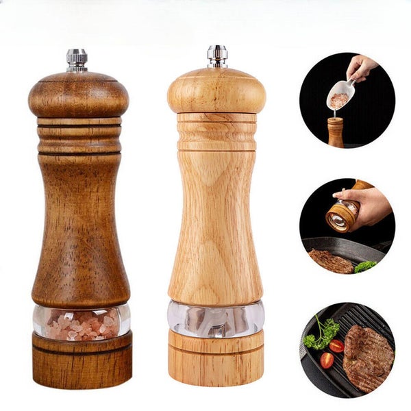 Adjustable Manual Pepper Grinder Wooden Salt Pepper Mill With Ceramic Grinder Carousel 1