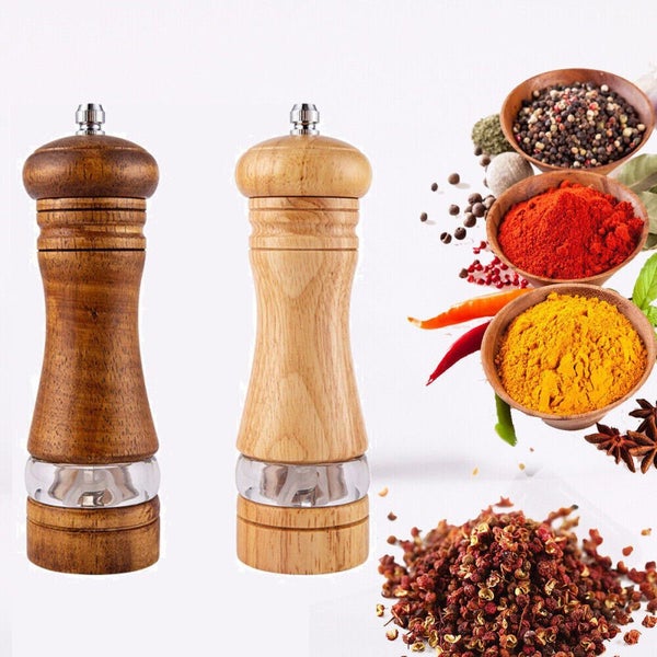 Adjustable Manual Pepper Grinder Wooden Salt Pepper Mill With Ceramic Grinder Carousel 2
