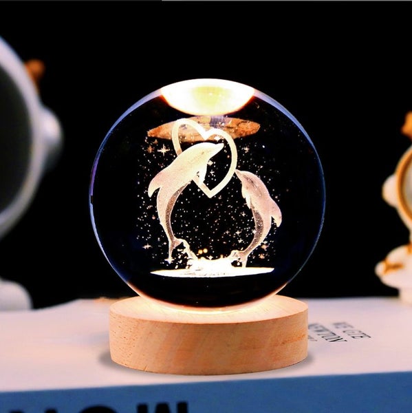 Crystal ball 3d night light - Dolphin love Carousel 1