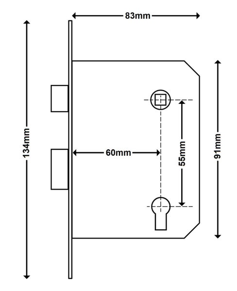 Brava Urban Mortice Door Lock 60mm Backset Satin Chrome KD BR9400SC Carousel 2