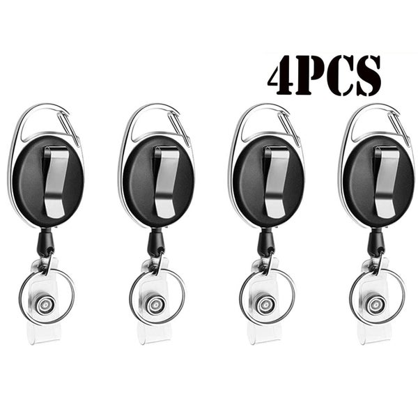 4X Retractable Keychain Clip Heavy Duty Recoil Key Chain Holder Ring Badge Oval Carousel 1