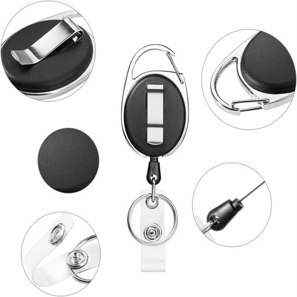 4X Retractable Keychain Clip Heavy Duty Recoil Key Chain Holder Ring Badge Oval Carousel 2